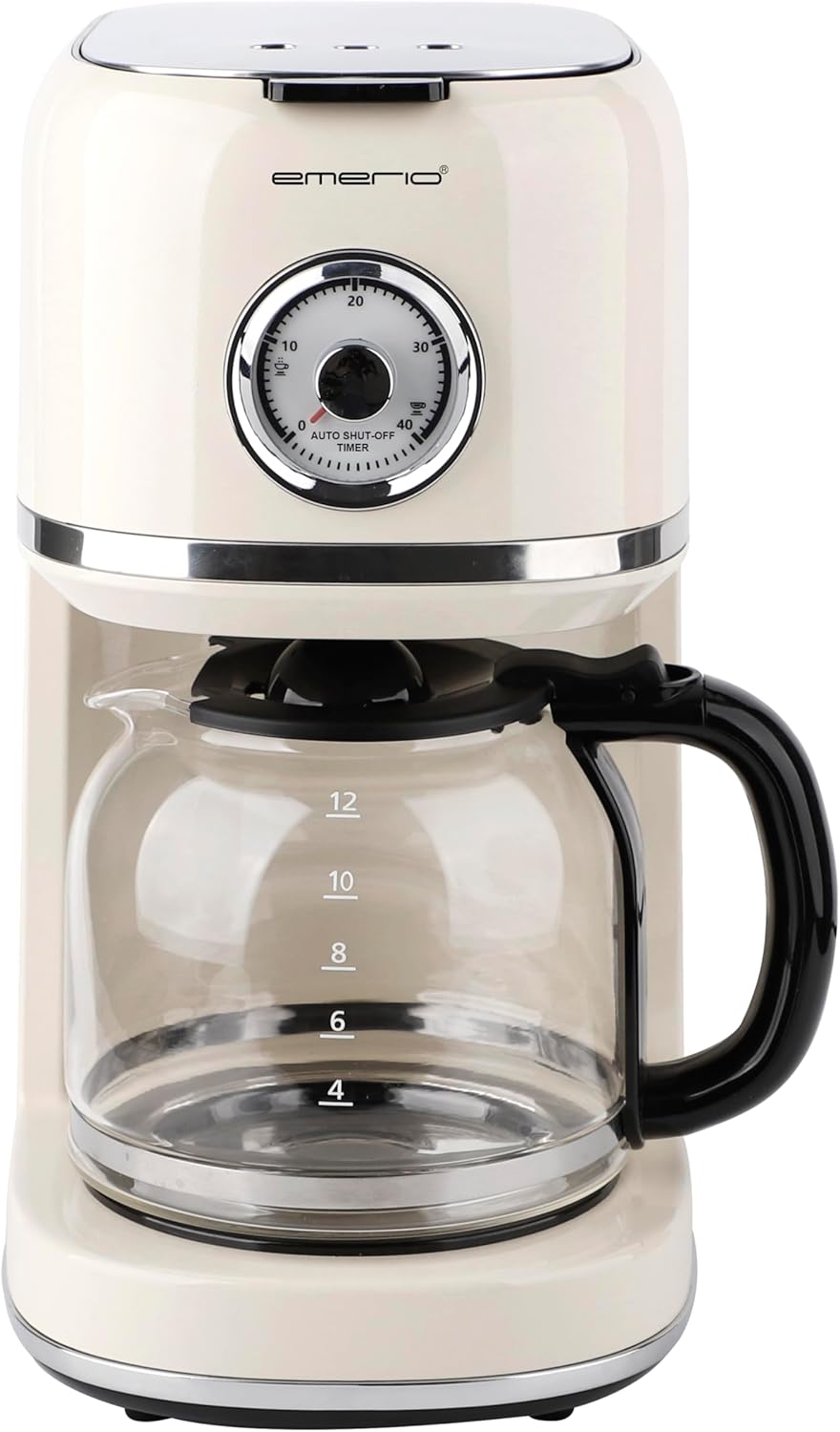EMERIO Retro Style Coffee Machine, 900 W, 1.5 Liters, Up to 12 Cups, Dial for Warming Time, Permanent Filter (Washable), Keep Warm Function, Automatic Shut-Off, CME-133280.1