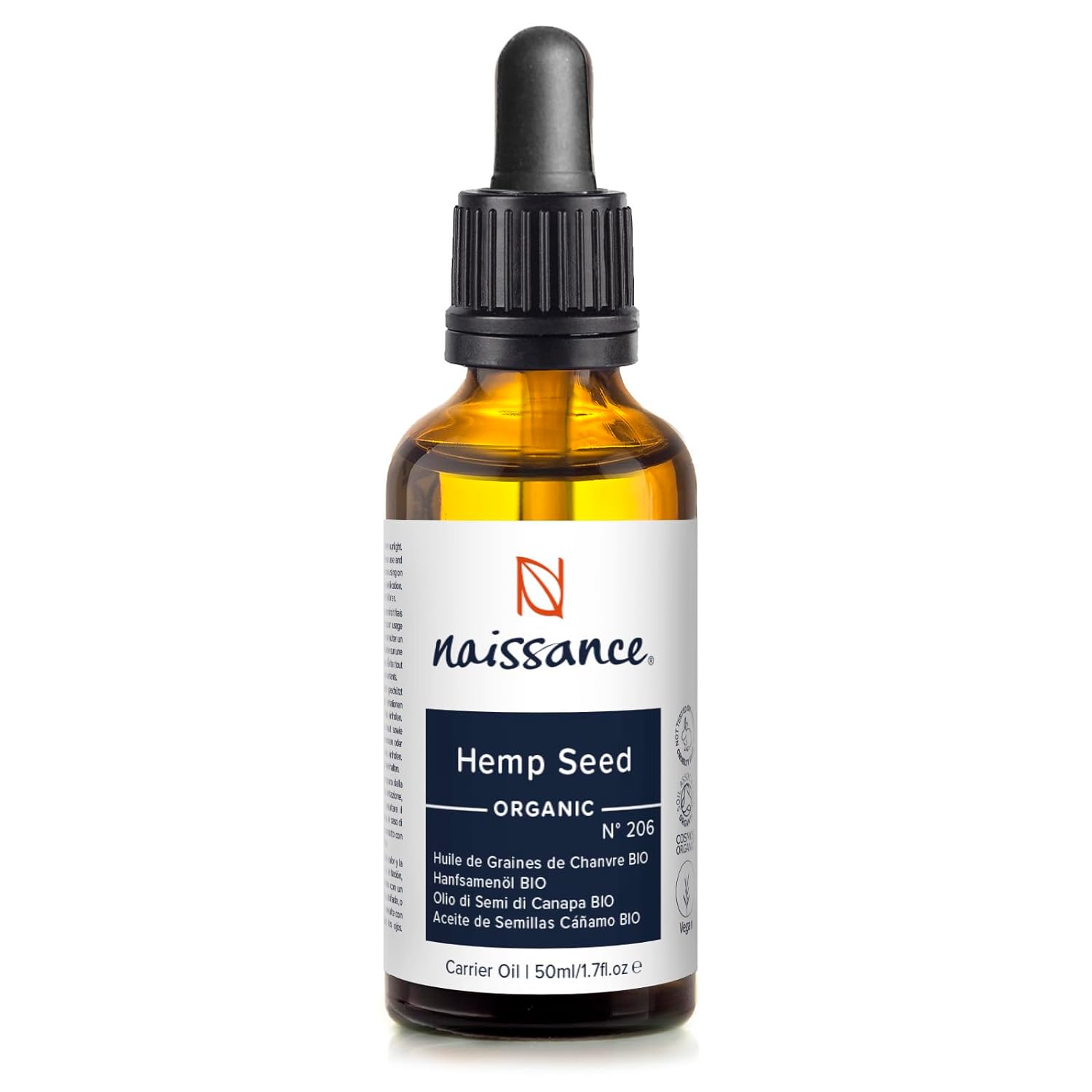 Naissance Organic Hemp Seed Oil (No. 206) 50 ml - Pure, Native, Cold Pressed - for Face, Skin, Hair