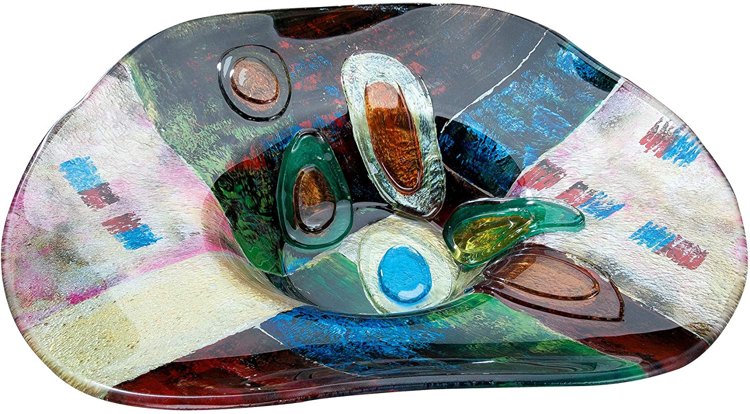 GILDE GLAS art Design Bowl Decorative Object Handmade Glass Diameter 48 cm Height 12.5 cm