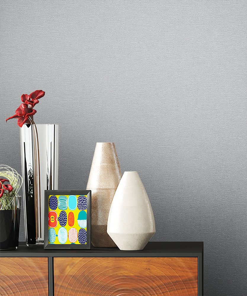 Newroom Design Non-Woven Wallpaper Plain Non-Woven Wallpaper Grey Newroom Fun Modern And E
