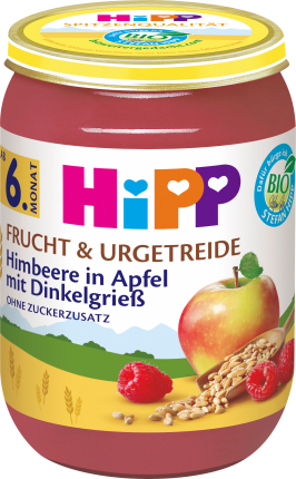 HiPP Fruit & Cereals Raspberry in apple with spelt semolina from the 6th month, 190 g