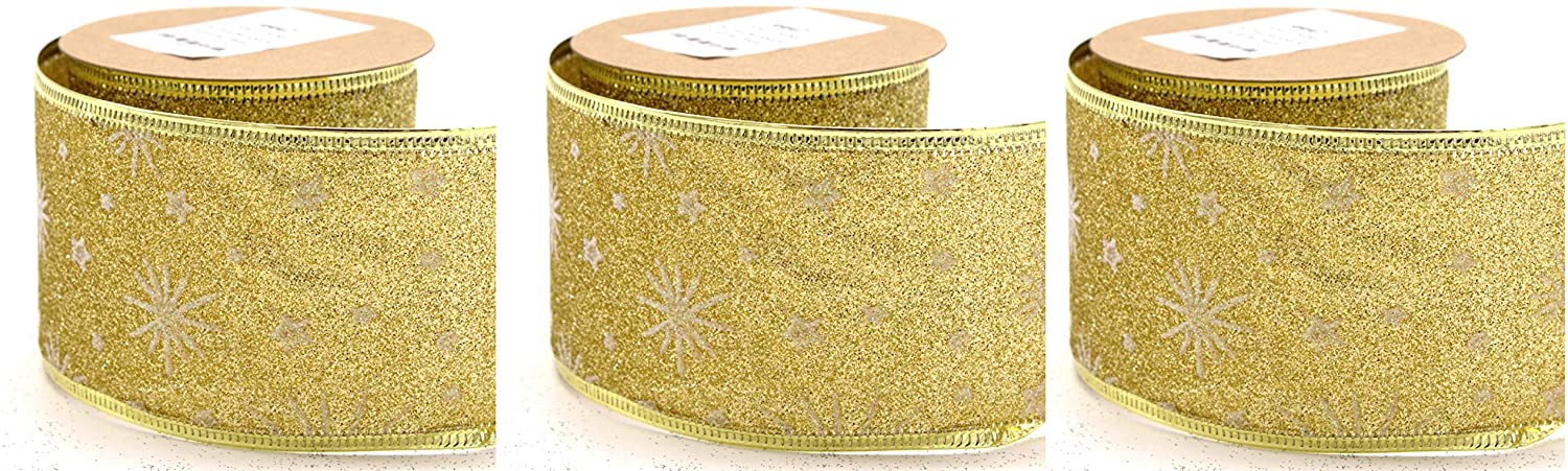 DARO DEKO DARO Deco Fabric Ribbon 6.3 cm x 2.7 m in Gold or Black-Single or Set of 3