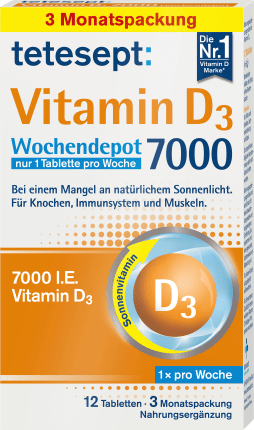 tetesept Vitamin D3 7,000 Weekend depot tablets 12 pcs., 6 g