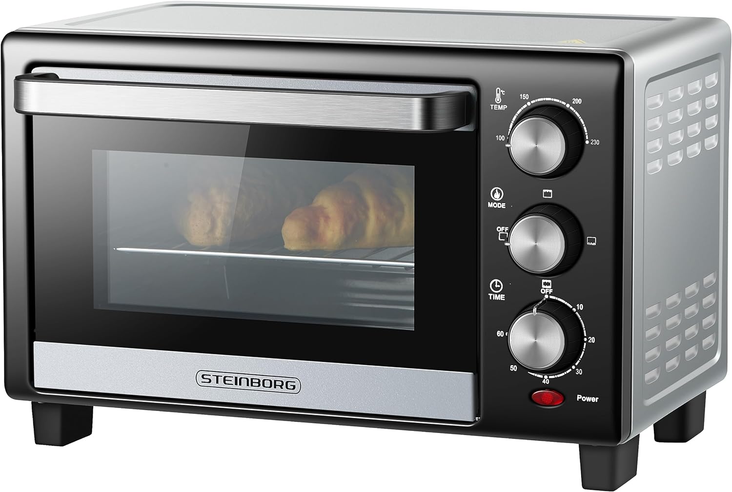 Steinborg Mini Oven 15 Litres Pizza Oven Mini Oven 60 Minute Timer 100°-230°C 1200 Watt Oven Crumb Tray Mini Oven Camping Oven Small Oven Energy Saving
