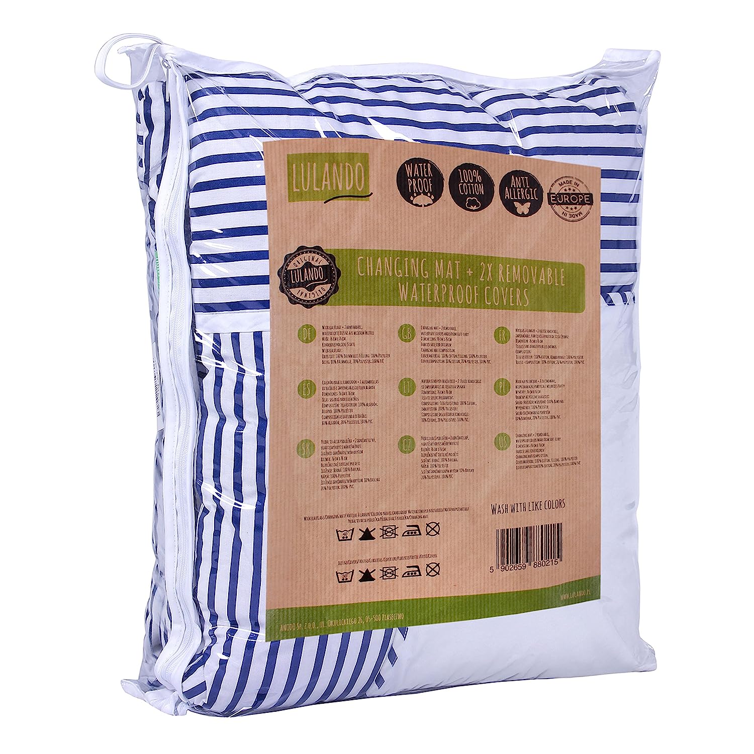 Lulando Changing Mat with 2 Removable Waterproof Covers - Outer Material 100% Cotton - Suitable for the IKEA Malm or Hemnes Units 75x85 cm