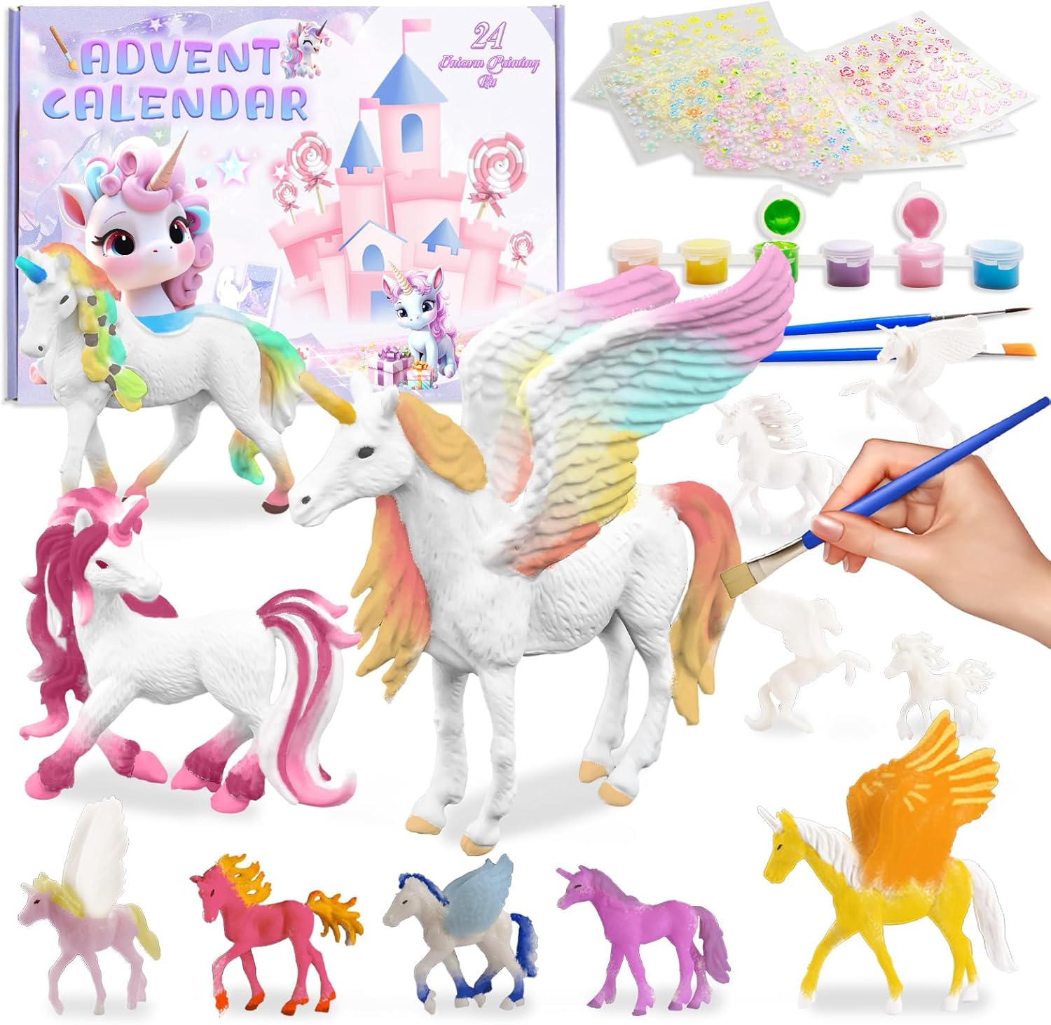 Unicorn Advent Calendar 2024 for Girls - Creative Painting Set for Children 4-10 Years