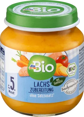 dmBio Salmon preparation with vegetables, from the 5th month, 125 g