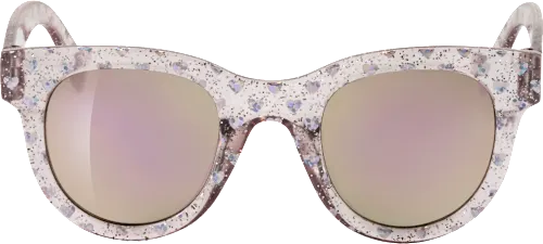 Kids' sunglasses, transparent frame with glitter & hearts, 1 pc.