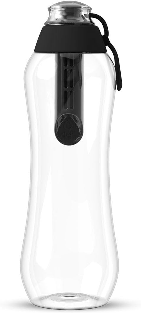DAFI Store DAFI Water Bottle with Filter 0.5 L Black - BPA-Free Water Bottle with Water Filter, Sports Bottle with Filtered Water for Travel, Filter Bottle Outdoor + Activated Carbon Filter Water Bottle