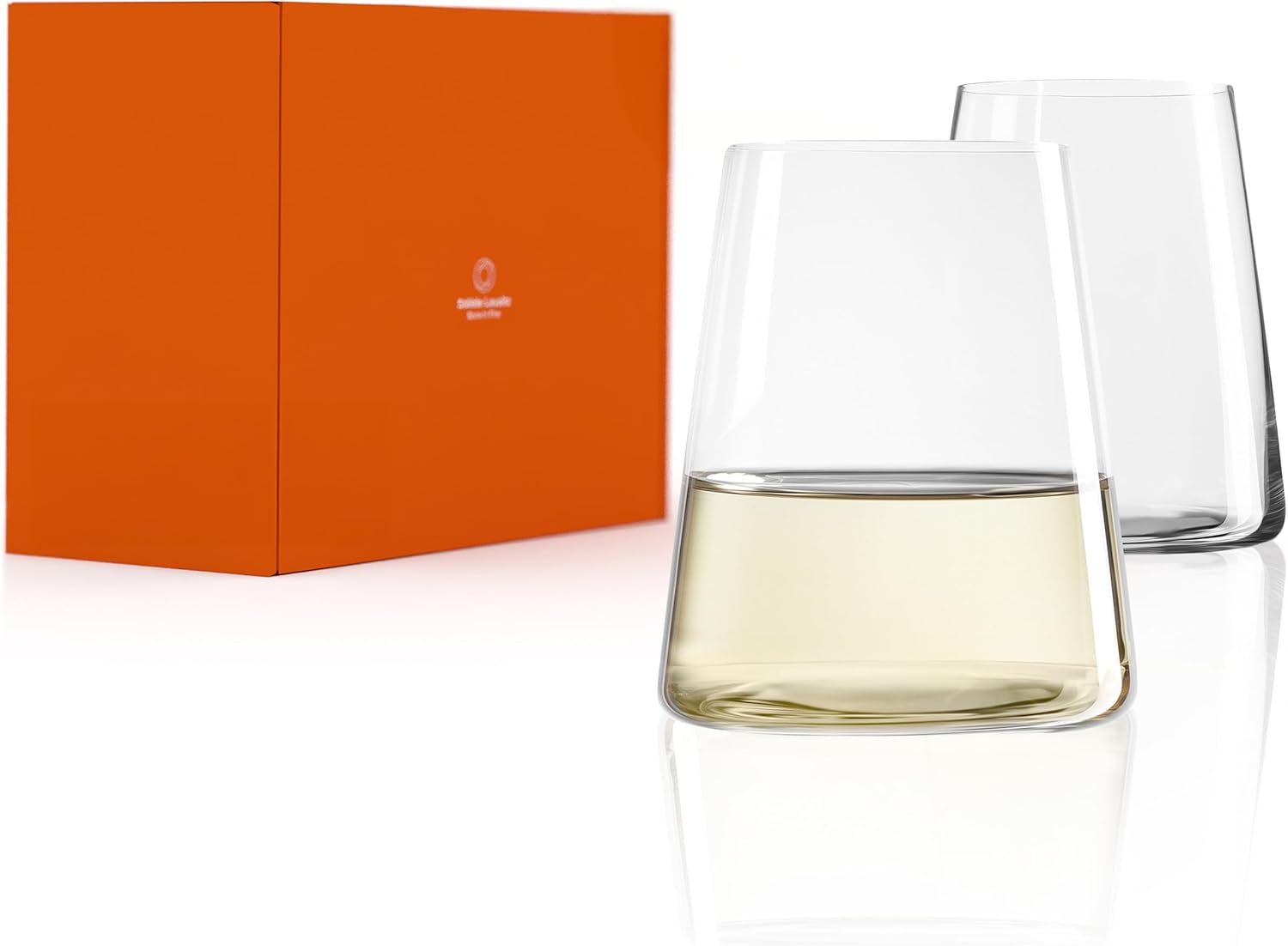 Stölzle Lausitz Power White Wine Cups, Set of 2, 380 ml, Modern Stemless Wine Glasses for Maximum Aroma Development, Flat White Wine Glasses Made of Crystal Glass, Dishwasher and Shockproof, Made in