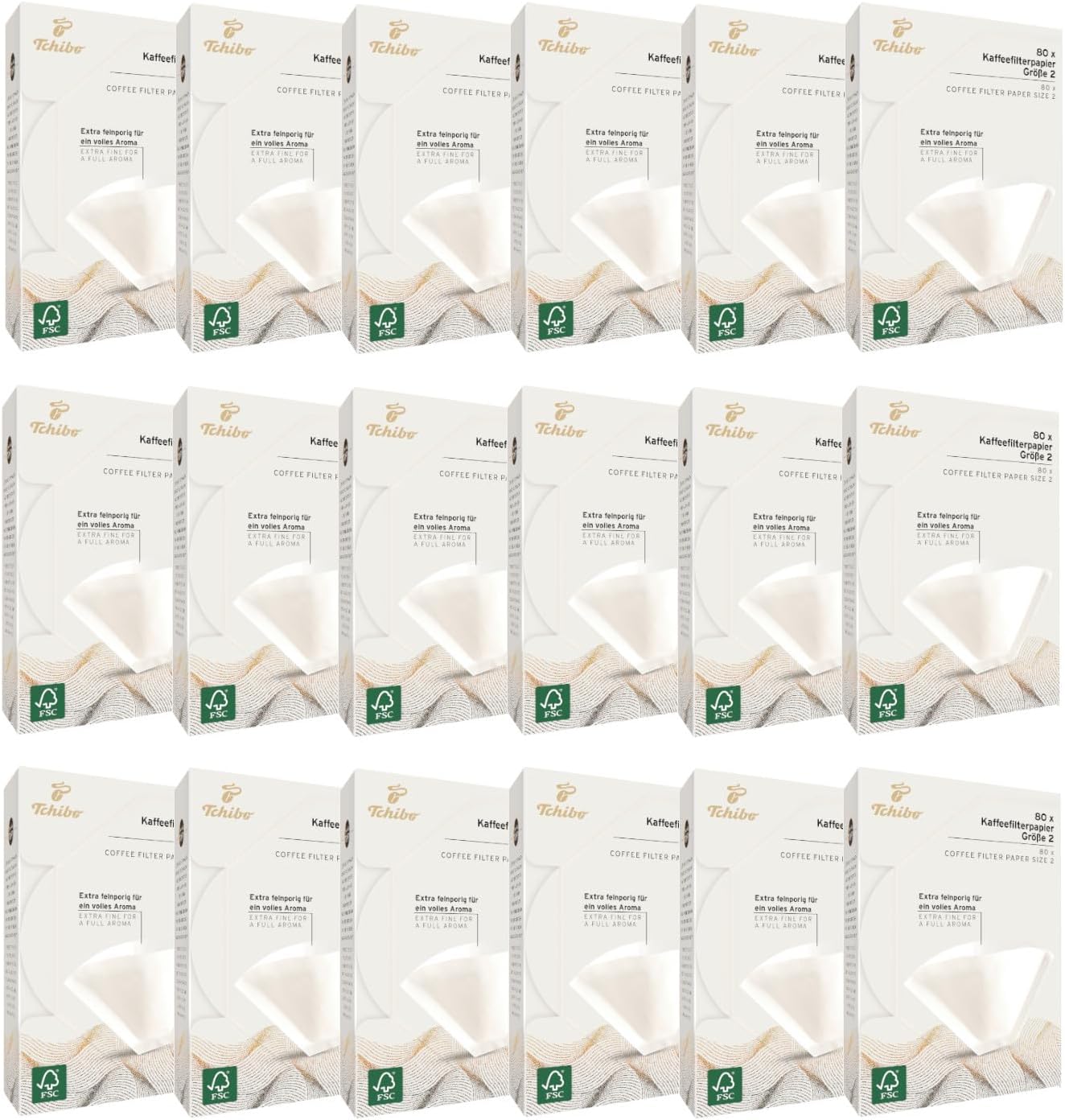 Tchibo Store Tchibo Coffee Filters Size 2 Bulk Pack of 1440 - Premium Quality Paper Filter Bags 18 x 80 cm, Sustainable, Aromatic, Compostable, Environmentally Friendly, White