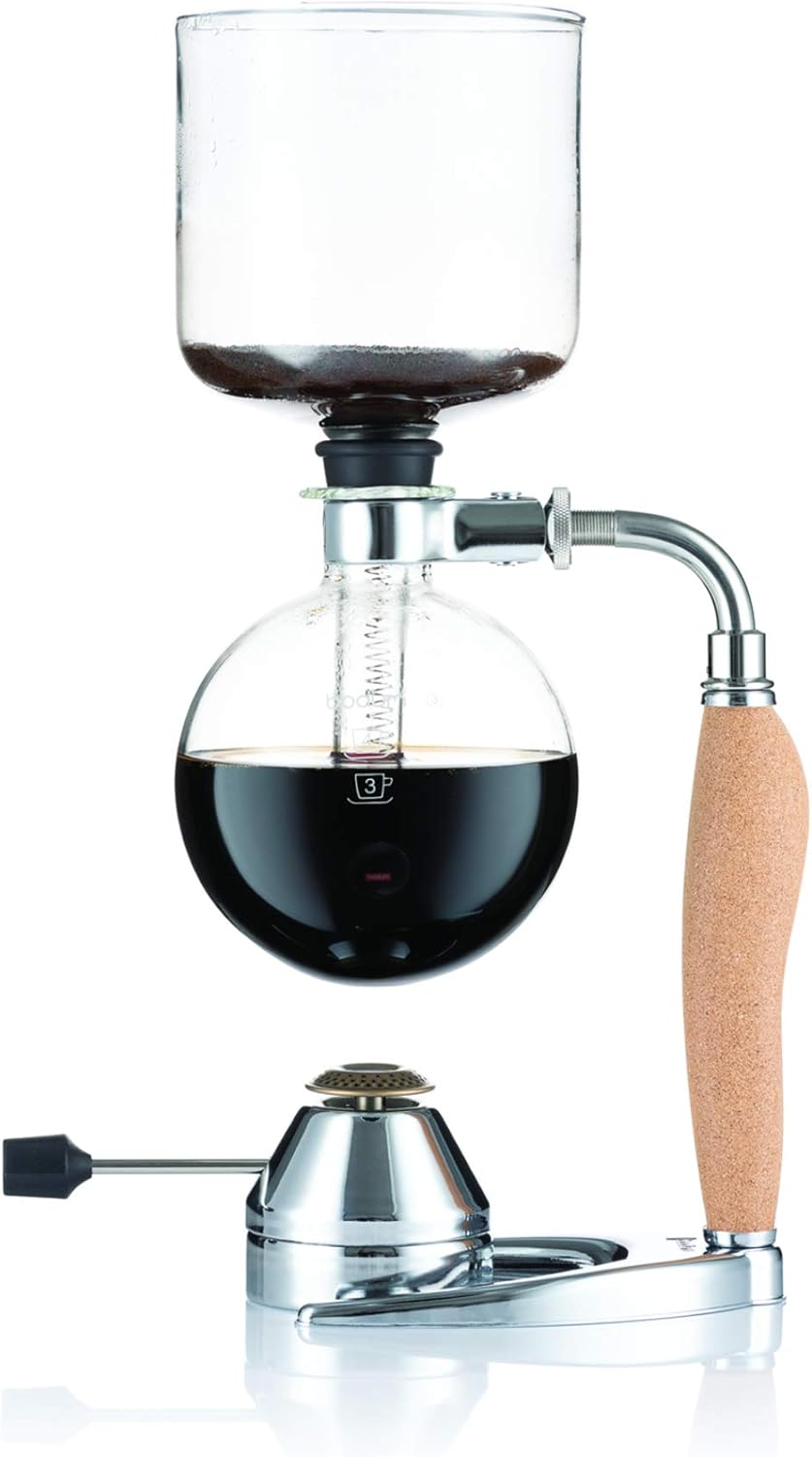 Bodum Mocca Vacuum Coffee Maker, 4 Cups, 0.5 L with Gas Burner, Stainless Steel, 0.5 L, Grey