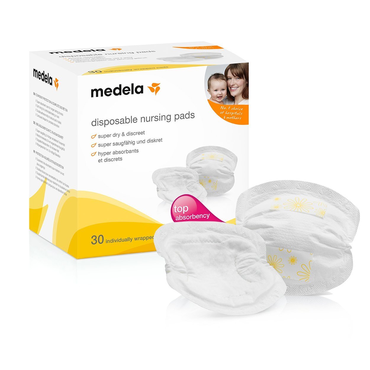 Medela Disposable Nursing Pads, Silky-Smooth and Super Absorbent White