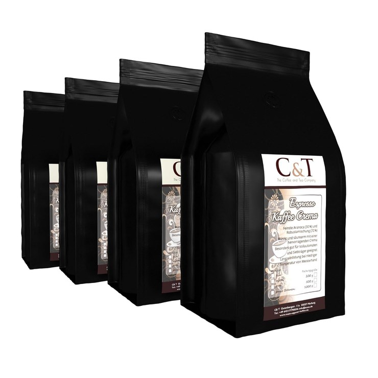Unsere Kaffees / Espressi Coffee ESPRESSO Crema - Espresso - Coffee Whole Beans 4 x 1000 g Freshly Roasted by Us