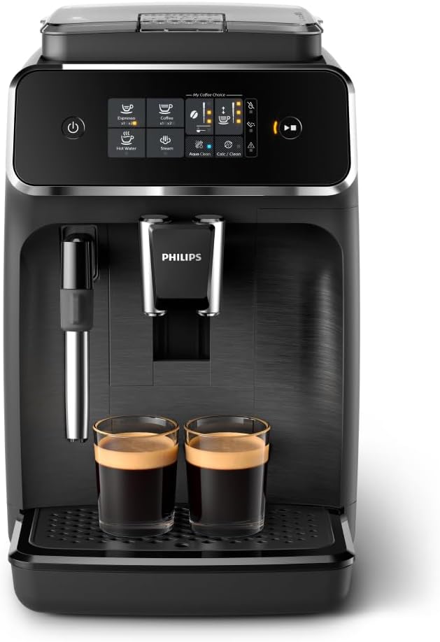 Philips 2200 Series EP2220/10 Fully Automatic Coffee Machine, 2 Coffee Specialties, Black/Brushed