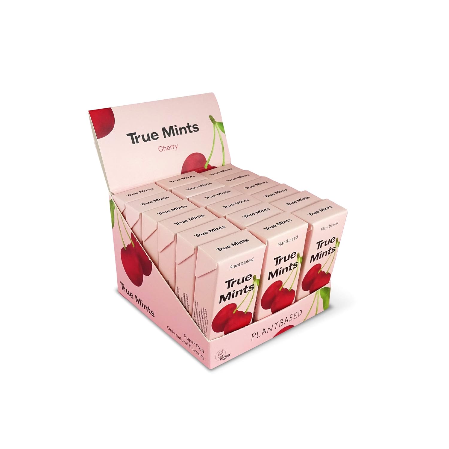 True Gum Store True Mints - Display of 18 | Cherry | Vegetable and Sugar-Free Pastilles, 18 x 13 g, 234 g