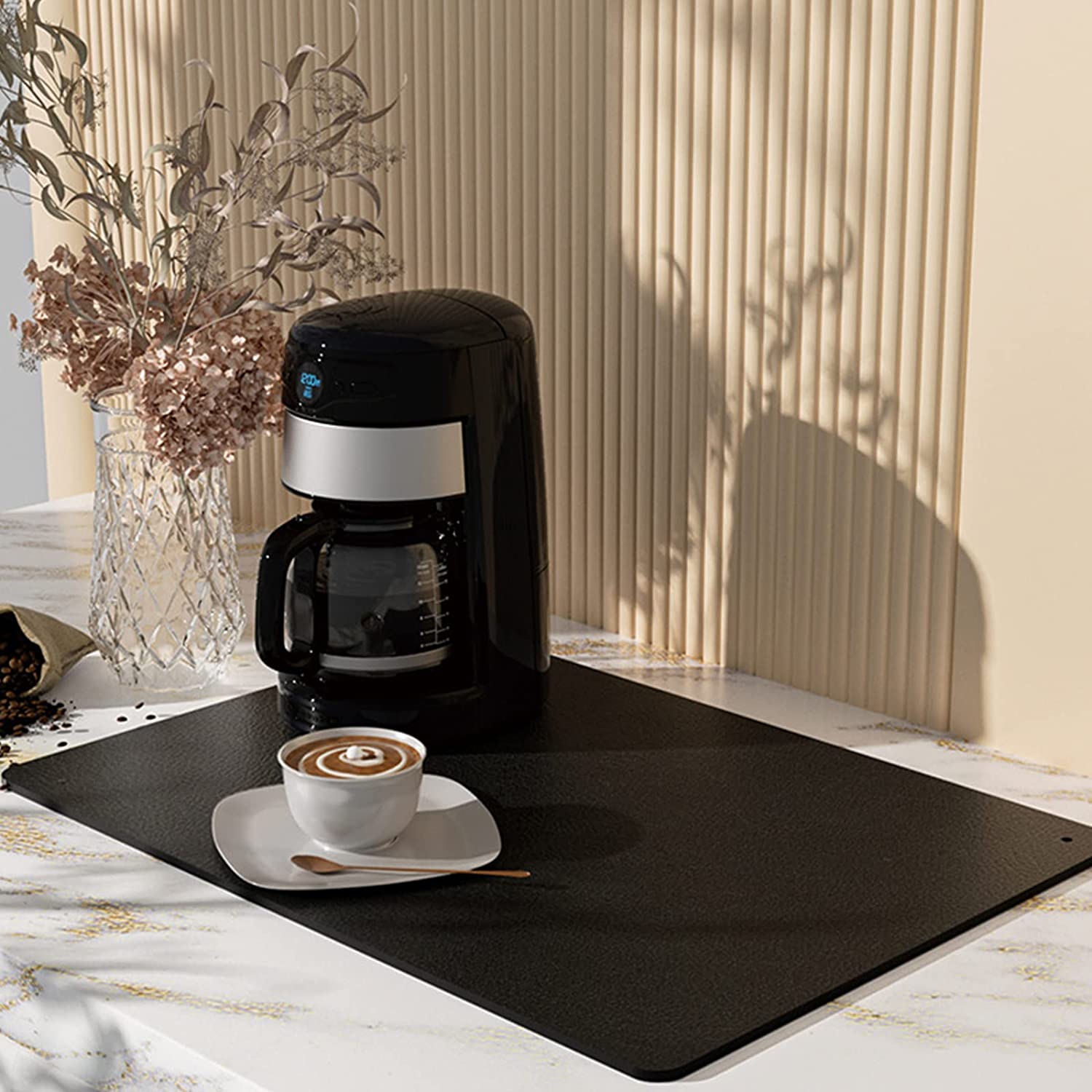 Nogsay Sliding Board Underlay for Coffee Machine, Dish Drying Mat, Non-Slip Silicone Mat, Fireproof Tamper Mat, Drying Mat for Coffee Machine, Microwave, Oven Toaster (L: 50 x 60 x 0.4 cm)