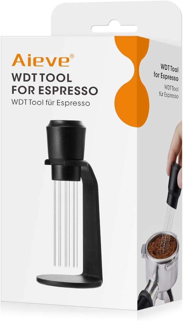 Aieve WDT Tool, Espresso Needle Coffee Tamper Barista Accessories Portafilter with Stand 0.4 mm Needles Tools Distributor, Coffee Stirrer (Upgrade Version) (Plastic, Black)