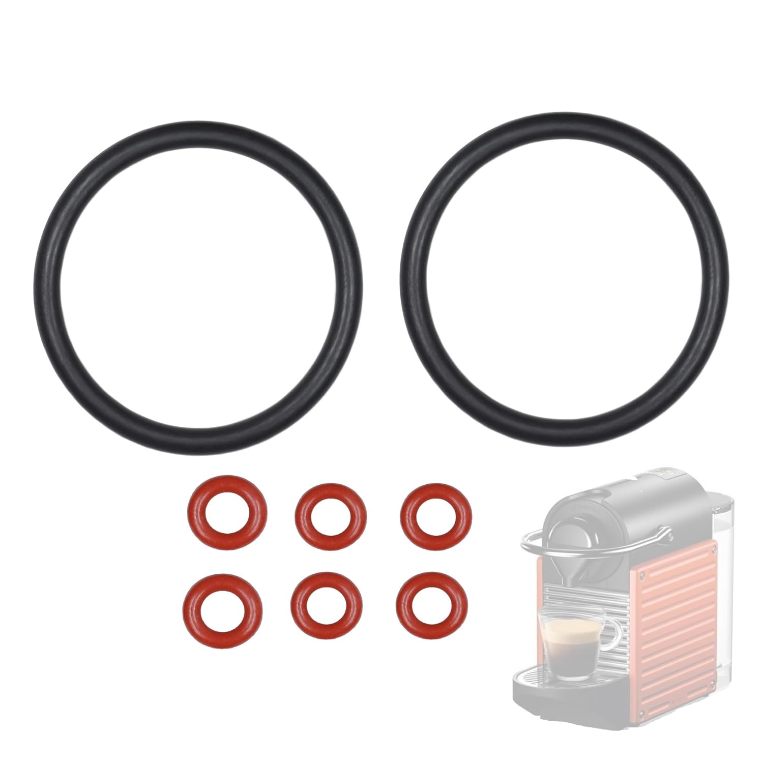 Snapworld-Kaffee Gasket O-Ring Compatible with Nespresso Delonghi Krups Pixie Inissia EN80 XN100 Essenza Mini, Maintenance Kit 8 Pieces for Capsule Holder/Brewing Unit Boiler, High Pressure Water Pump