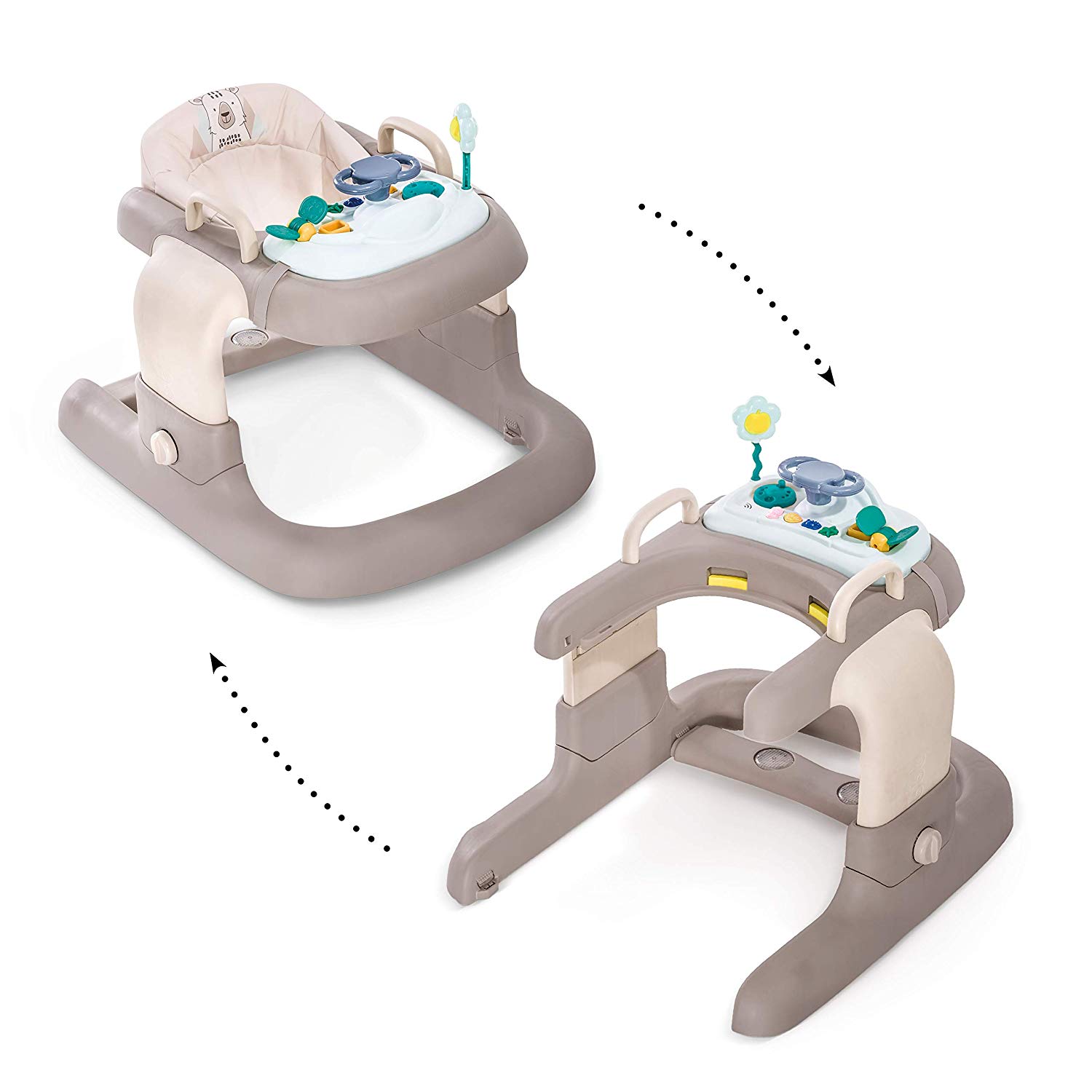 Hauck Disney Walker 2-in-1 Walker / from 6 Months / Walking Free with Play Centre and Wheels / Height-Adjustable / Pooh Ready to Play (Colourful)