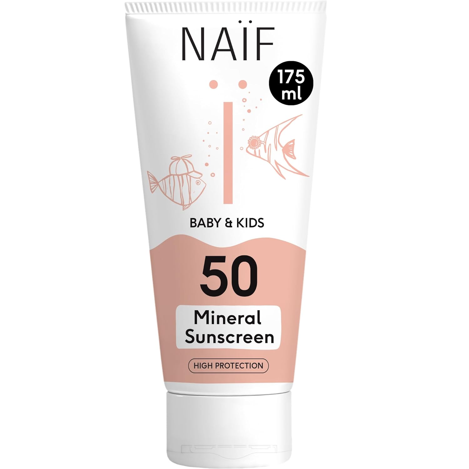Naïf - Mineral Based Sun Cream - For Baby & Child - SPF 50 - Mild Fragrance - Cream without Octocrylene - UVA & UVB Protection - Water Resistant - Dermatologically Tested - No Microplastics - 175ml