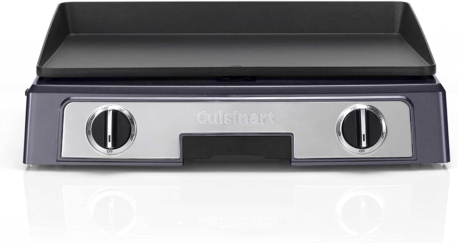 Cuisinart Plancha Elite PL60BE Grill with Extra Large Removable Plancha Plate, Splash Guard and Drip Tray, Dual Temperature Can be Used up to 260°, Blue