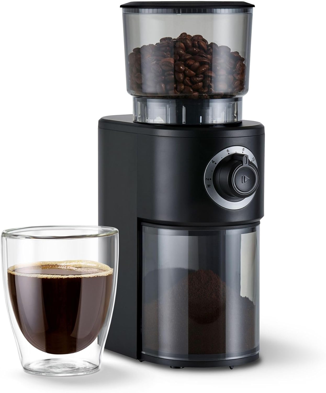 Tchibo Electric Coffee Grinder, Stainless Steel Grinder, 26 Grinding Settings, Black/Silver