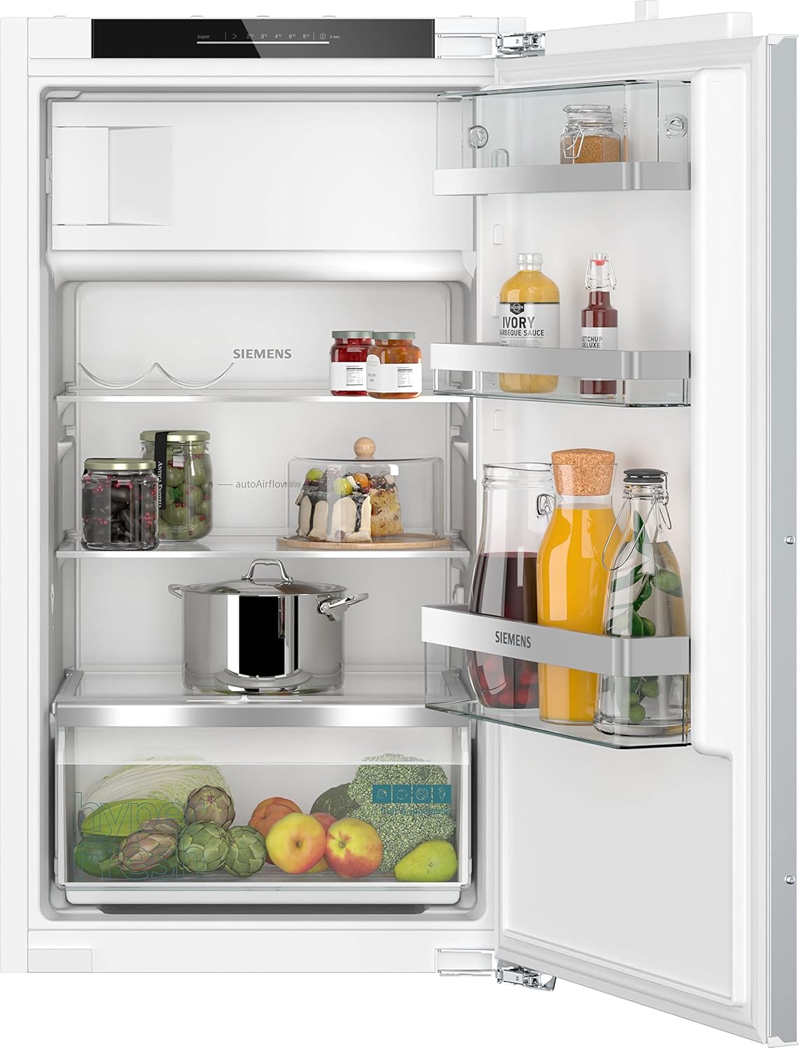 Siemens KI32LADD1, iQ500, Built-in Fridge with Freezer, 102.5 x 56 cm Recess 132 L Cooling & 15 L Freezer, Made in Germany, Longer Freshness with HyperFresh Box, SoftClosing Door, Flat Hinge