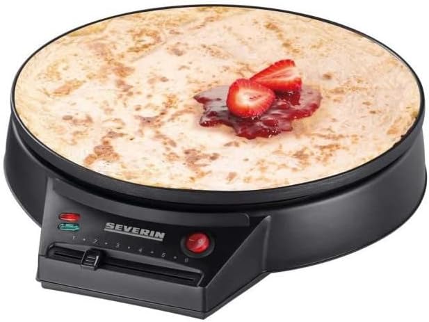 SEVERIN CM2198 - Stoneware Diameter 30 cm 1000 W Adjustable Thermostat Includes Crepe Spatula and Wooden Dough Spreader