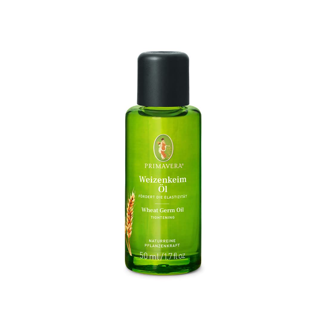 PRIMAVERA Wheat Germ Oil 50 ml - Natural Plant Power - Glass Bottle - Aroma Oil, Body Oil, Pregnancy Oil, Natural Cosmetics - Maintains Skin Moisture, Promotes Elasticity - Vegan