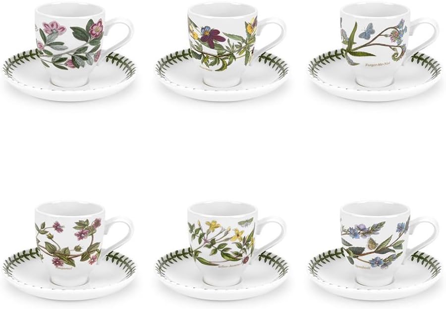 Portmeirion Botanic Garden - 4oz Coffee Cup & Saucer - Set of 6