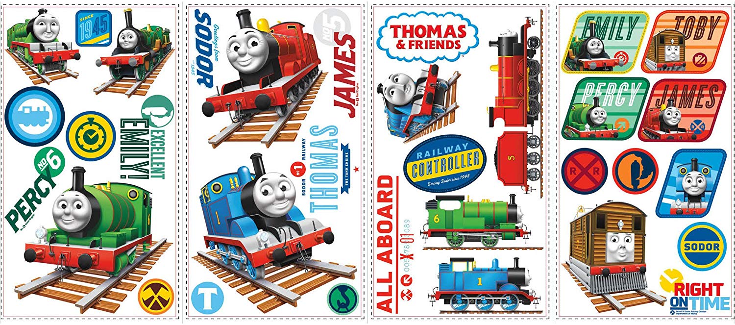 RoomMates Thomas The Tank Engine Wall Stickers For Nursery 33 Piece Self-Adhesive, Re