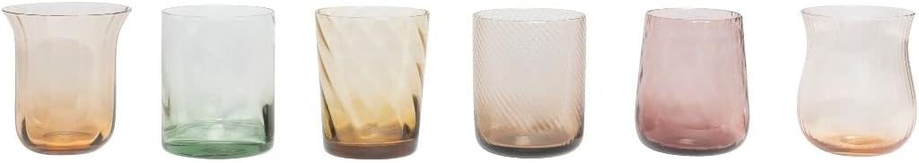 BITOSSI HOME DISEGUALE Set of 6 Tumblers Height 10.2 cm Texture Shade Amber / Pink