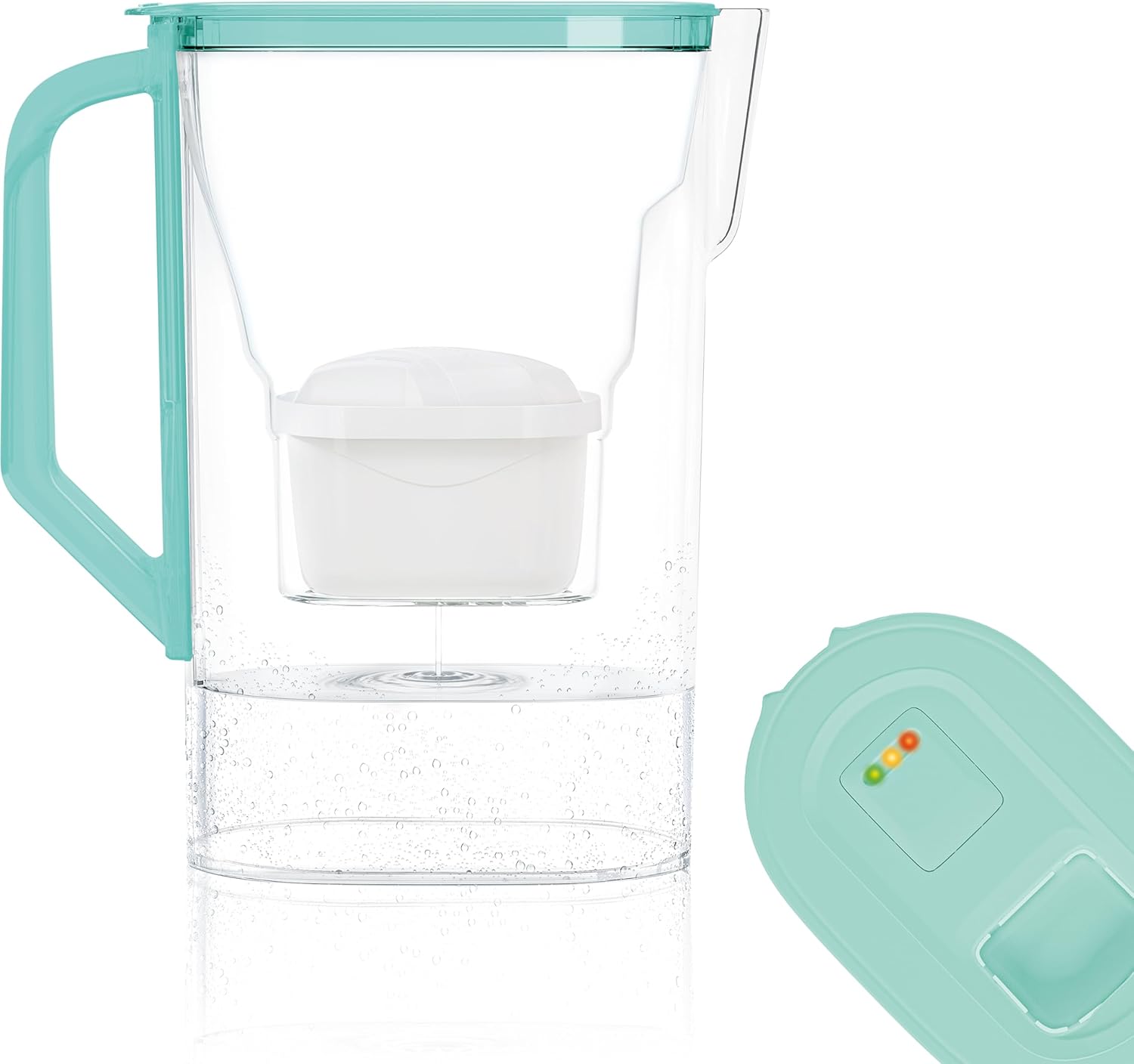 Wessper Carafe for Fridge Door 2.7 L, Compatible with Brita Maxtra, Water Jug with Filter Wear Indicator Set Includes a Water Filter Carafe and a Water Filter, Mint