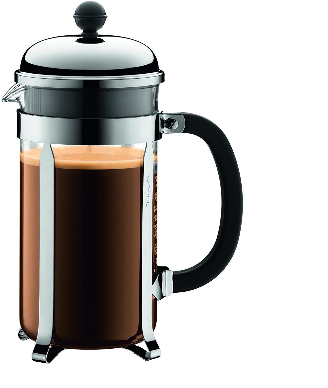 Bodum 1928-16-10 CHAMBORD Coffee Maker, 8 Cups, 1 L with Cup Container Made of PC Stainless Steel
