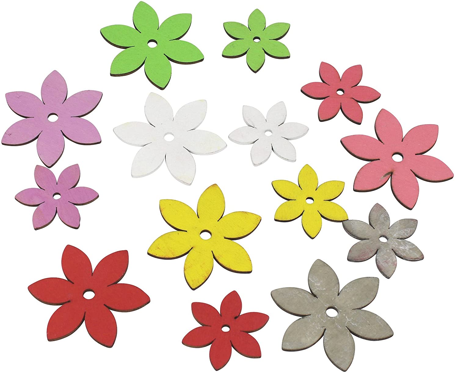 Decoline Decorative Wooden Flowers Colourful