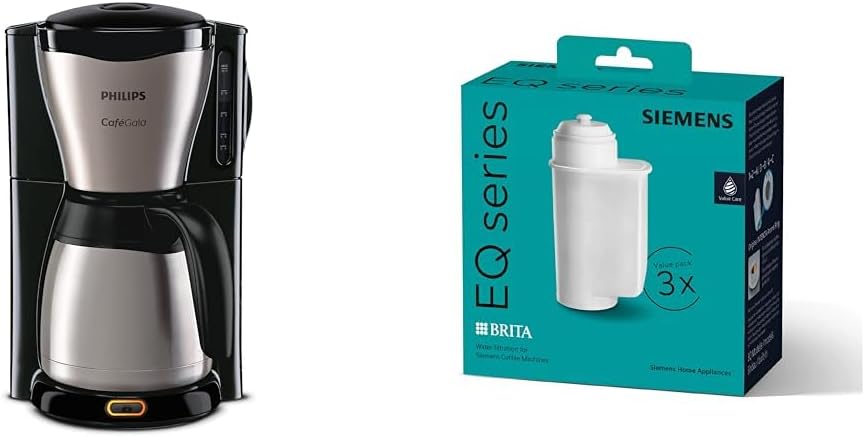 Philips Domestic Appliances Philips Filter Coffee Maker - 1.2 Liter Thermos Flask, up to 15 Cups & Siemens BRITA Intenza Water Filter TZ70033A, Reduces Limescale Content of Water