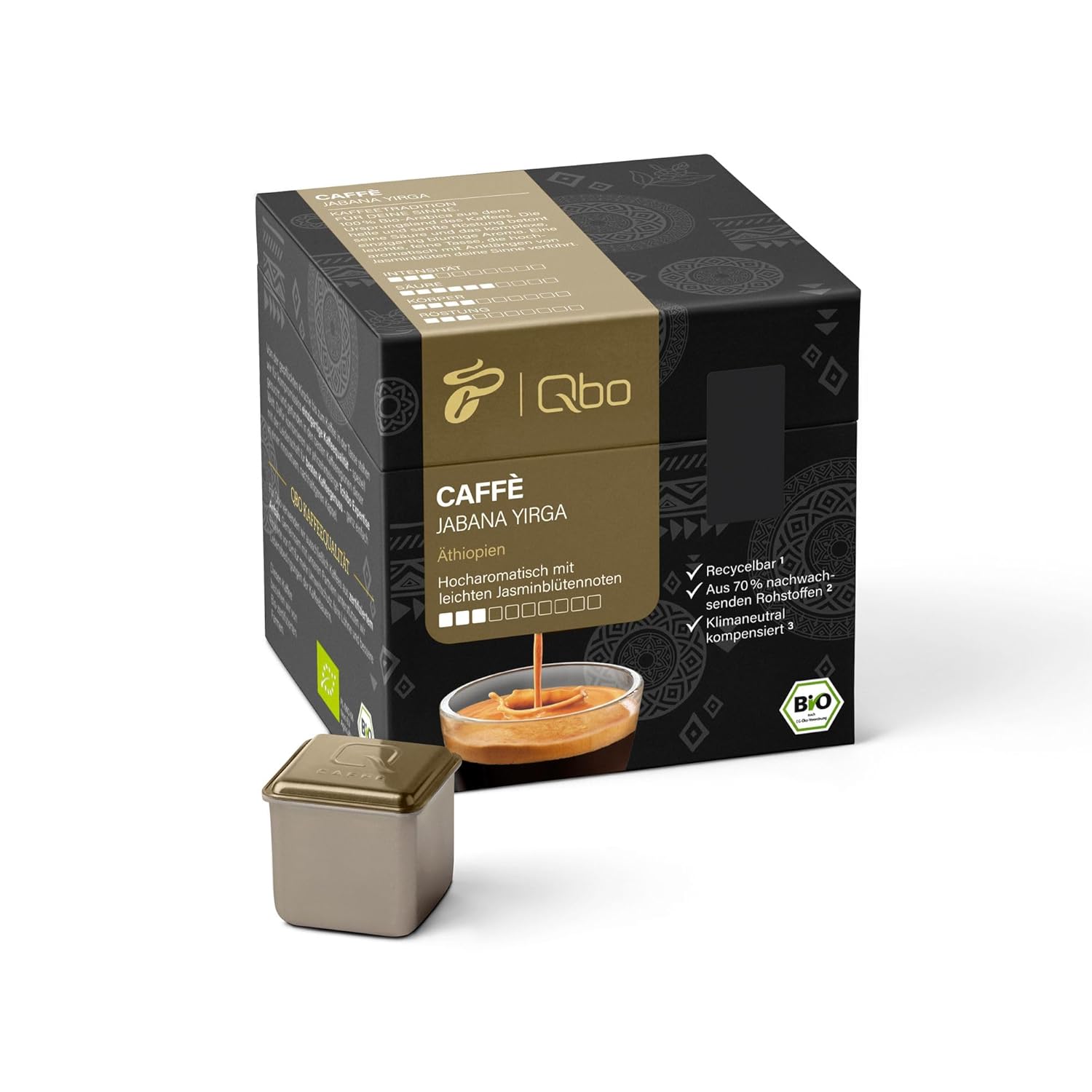 Tchibo Store Tchibo Qbo Caffè Jabana Yirga Premium Coffee Capsules, Pack of 27 (Caffè, Intensity 03/10, Highly Aromatic), Sustainable, Organic Seal, Made from 70% Renewable Raw Materials & Climate Neutral