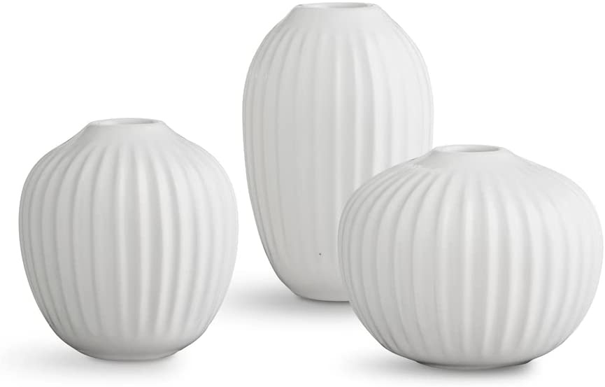 Kohler Kähler Hammershøi Miniature Vases in Different Sizes Indigo Blue Fine High-Quality Vases Made of Handmade Porcelain in Scandinavian Style with Grooves for Taper Candles and Individual Flowers Set of 3