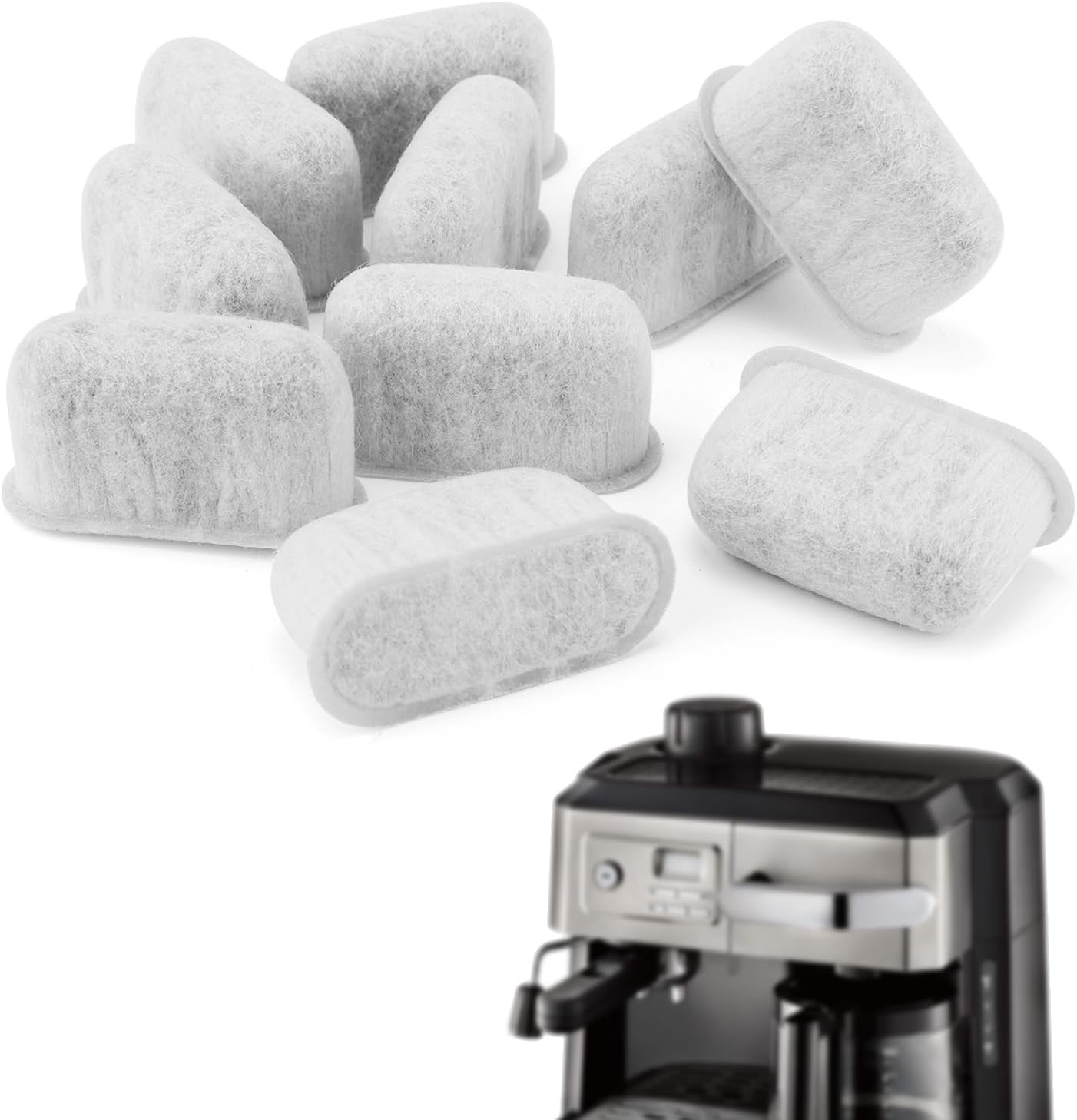 Tinoaly Pack of 10 Replacement Filters for Espresso Machines for Super Strong Adsorption Activated Carbon Coffee Water Filter Compatible with 7313285779
