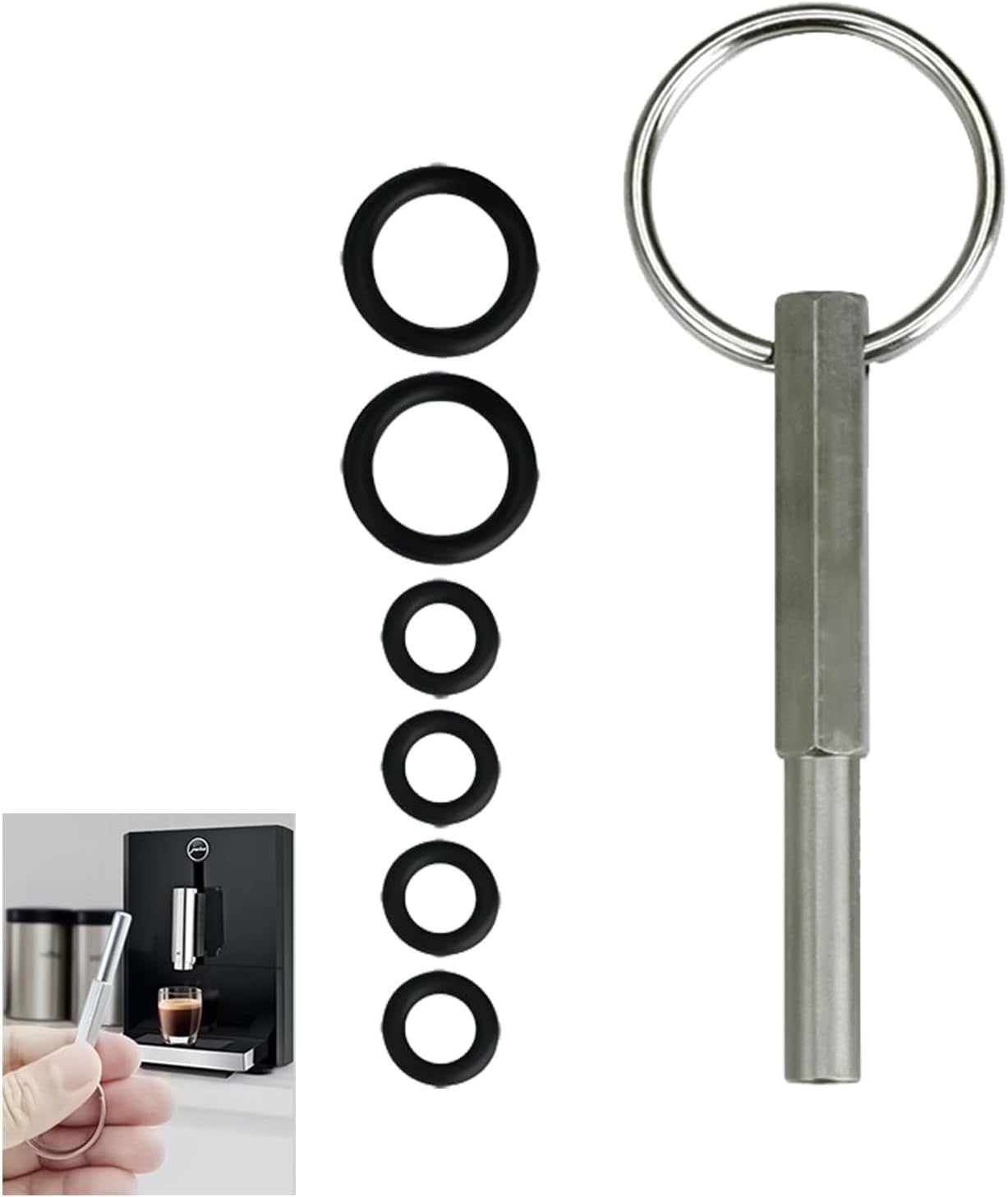 BIBITI Oval head key for Jura fully automatic coffee machine with 6 key rings, coffee machine spare parts seal set fully automatic coffee machine coffee accessories seal set oval head bit screwdriver repair tool