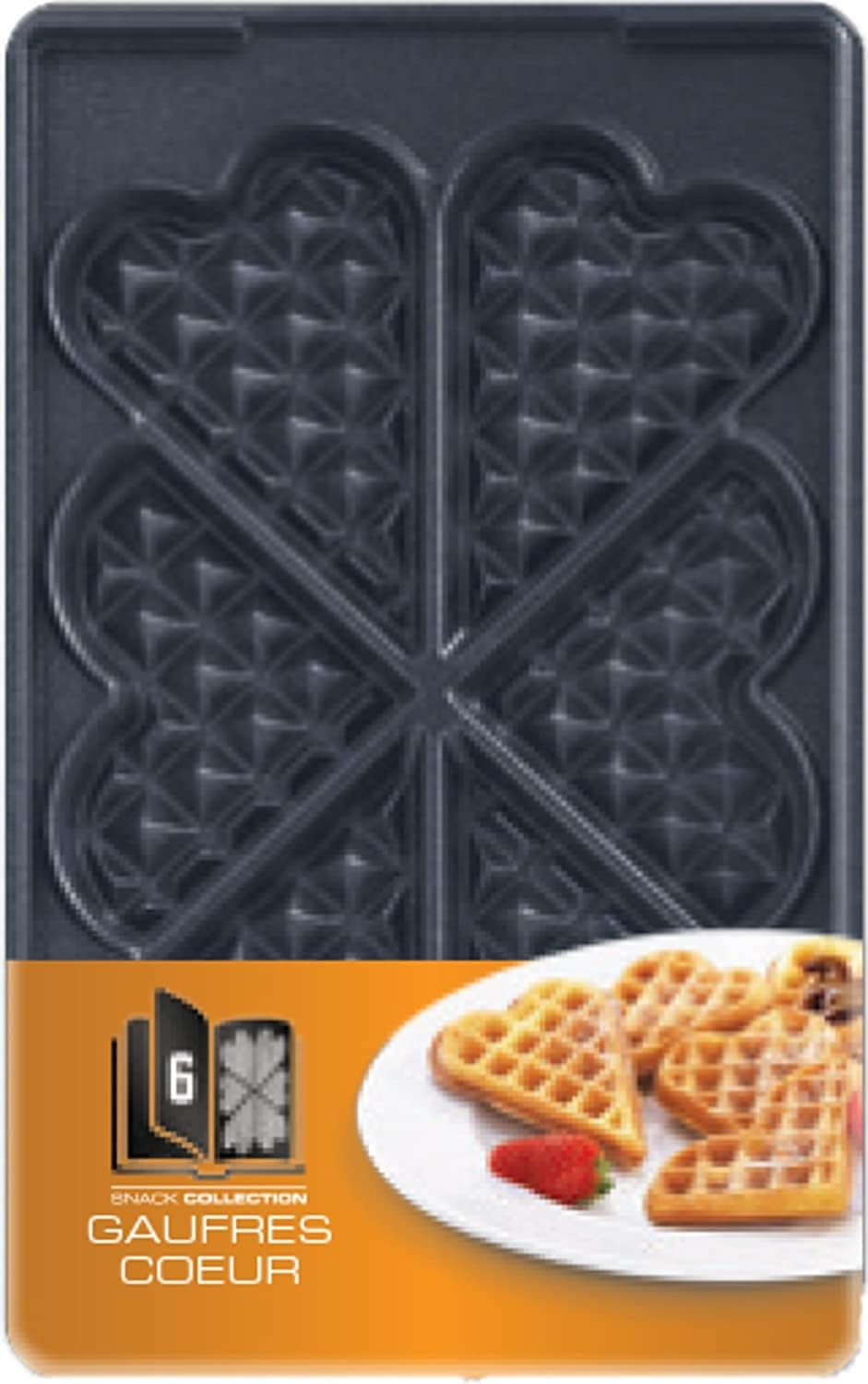 Tefal XA800612 Snack Collection Plate Heart Wafles, Number 6, Heart Shape, Optimal Storage of Plate Sets with Practical Storage Box