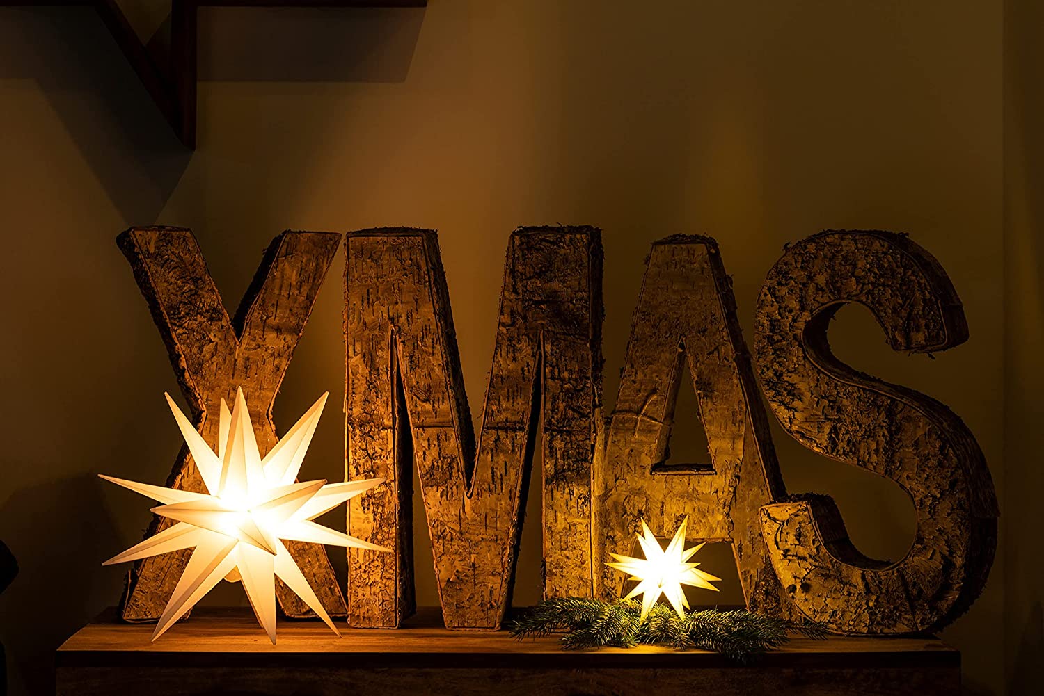 Novaliv Christmas Star Decorative Star 8 cm Stars 8 m Length 9 Star Chain Yellow Indoor and Outdoor LED with Schuko Plug Christmas Decoration Star Illuminated