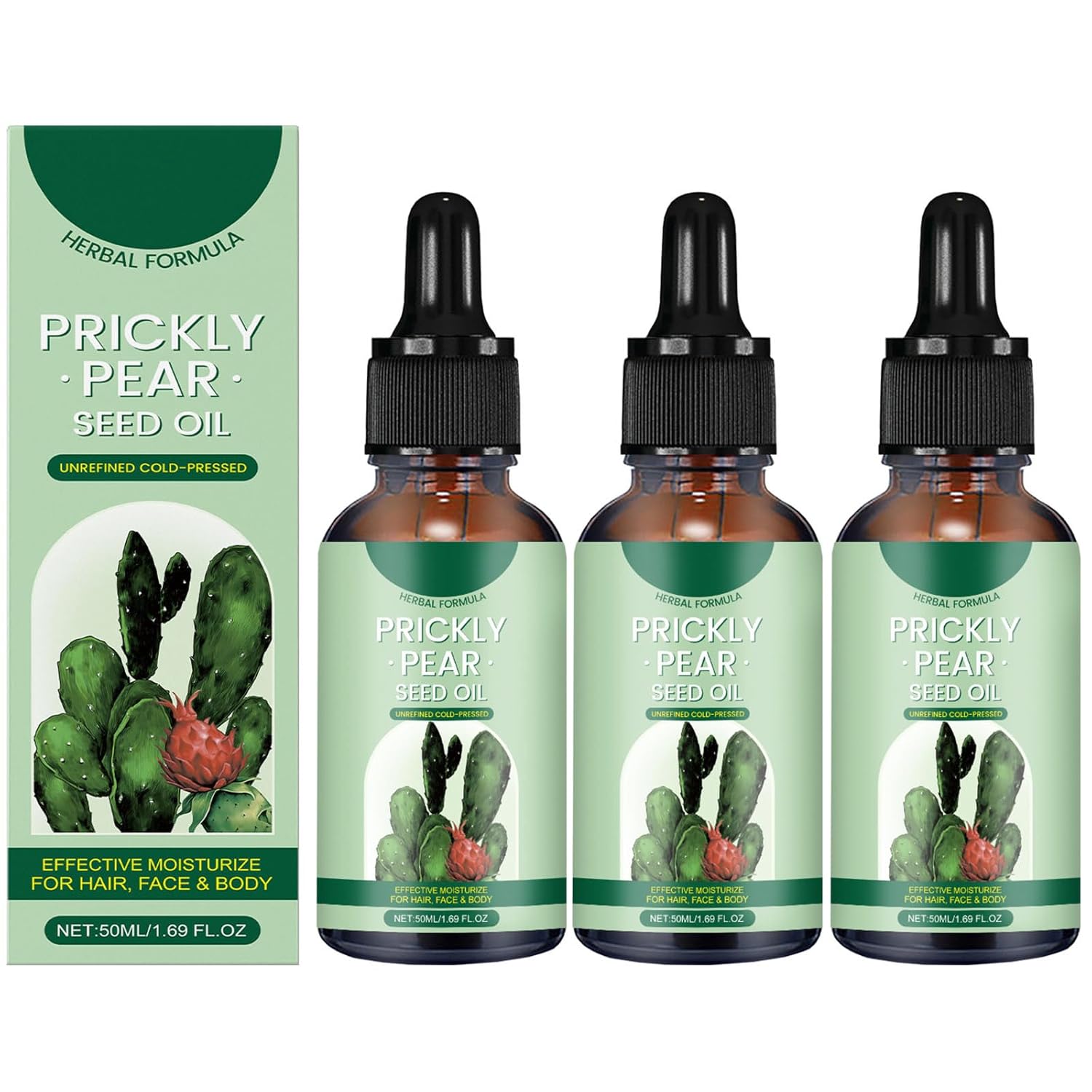 Woranb Cactus Pear Seed Oil Organic 50 ml, Cactus Pear Seed Oil, Organic Cold Pressed, Prickly Pear Seed Oil, Pure Cactus Essential Oils, Cold Pressed Cactus Pear Oil, Moisturising for All Skin Types (3