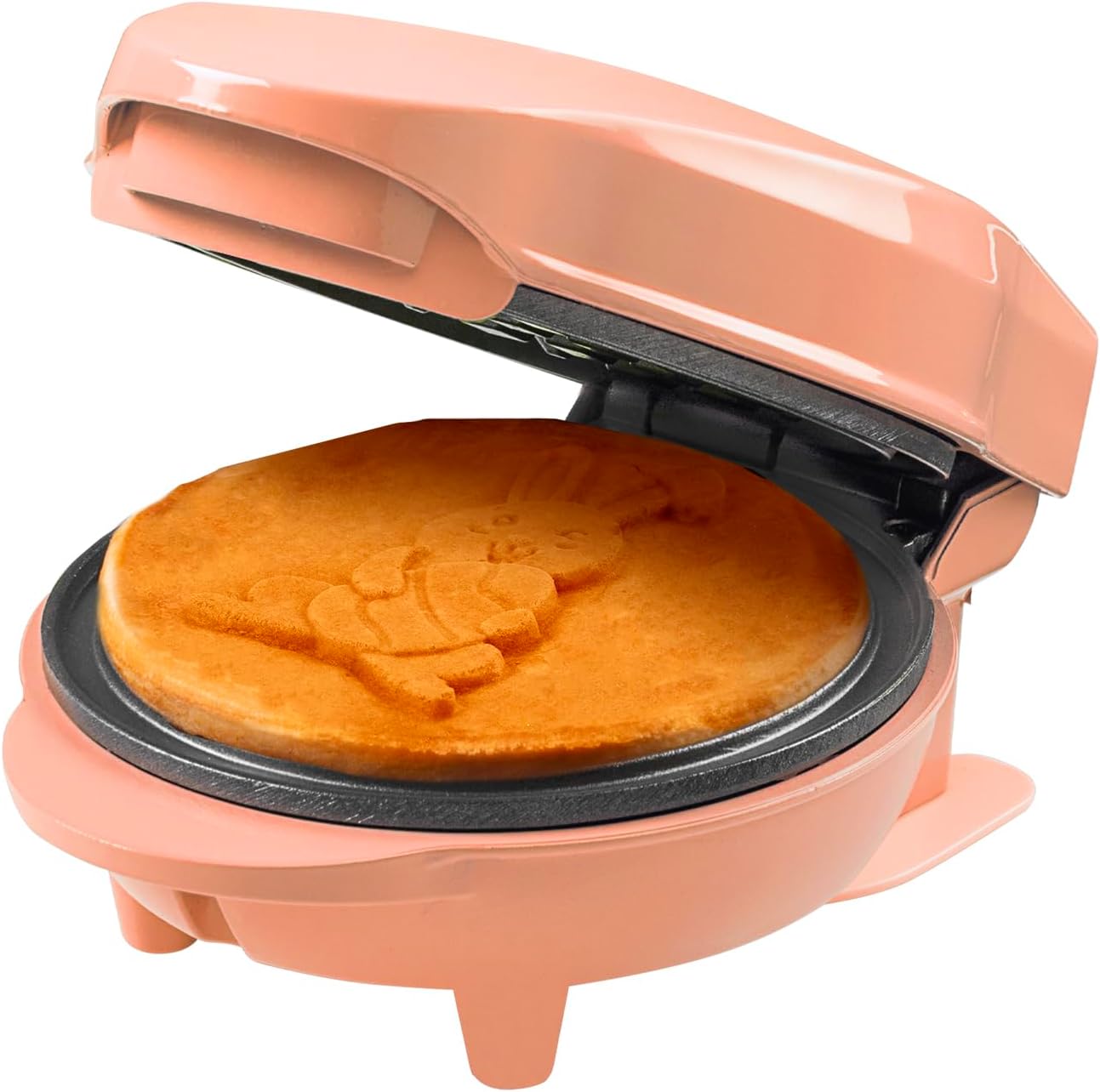 Bestron Mini Waffle Iron, Waffle Iron in Unique Easter Bunny Design, Waffle Maker with Non-Stick Coating, for Easter, Children's Birthday Parties or as a Gift, Waffle Size 10 cm, Colour: Orange