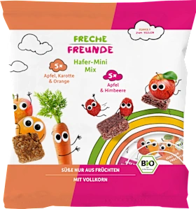 FRECHE FREUNDE Children's snack oat mini mix carrot, apple, orange & apple, raspberry from 3 years, 100 g