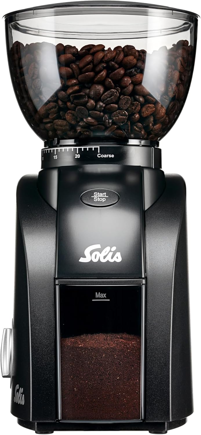 Solis Scala Zero Static 1662 Electric Coffee Grinder - Coffee Grinder - Espresso Grinder with 24 Grinding Settings - Protection Against Static Coffee - Coffee Bean Container 300 g - Black