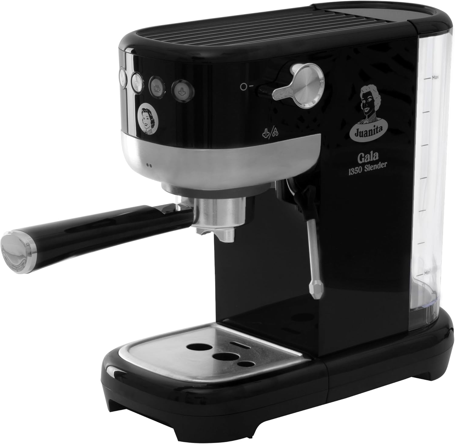 Juanita Gala Fully Automatic Coffee Machine 1350 W, Coffee Machine with Grinder 20 Bar, Espresso Machine 1.3 L, Fully Automatic Coffee Machine with Double Outlet Arm, Coffee Machine with Steam Arm, Removable Drip Tray