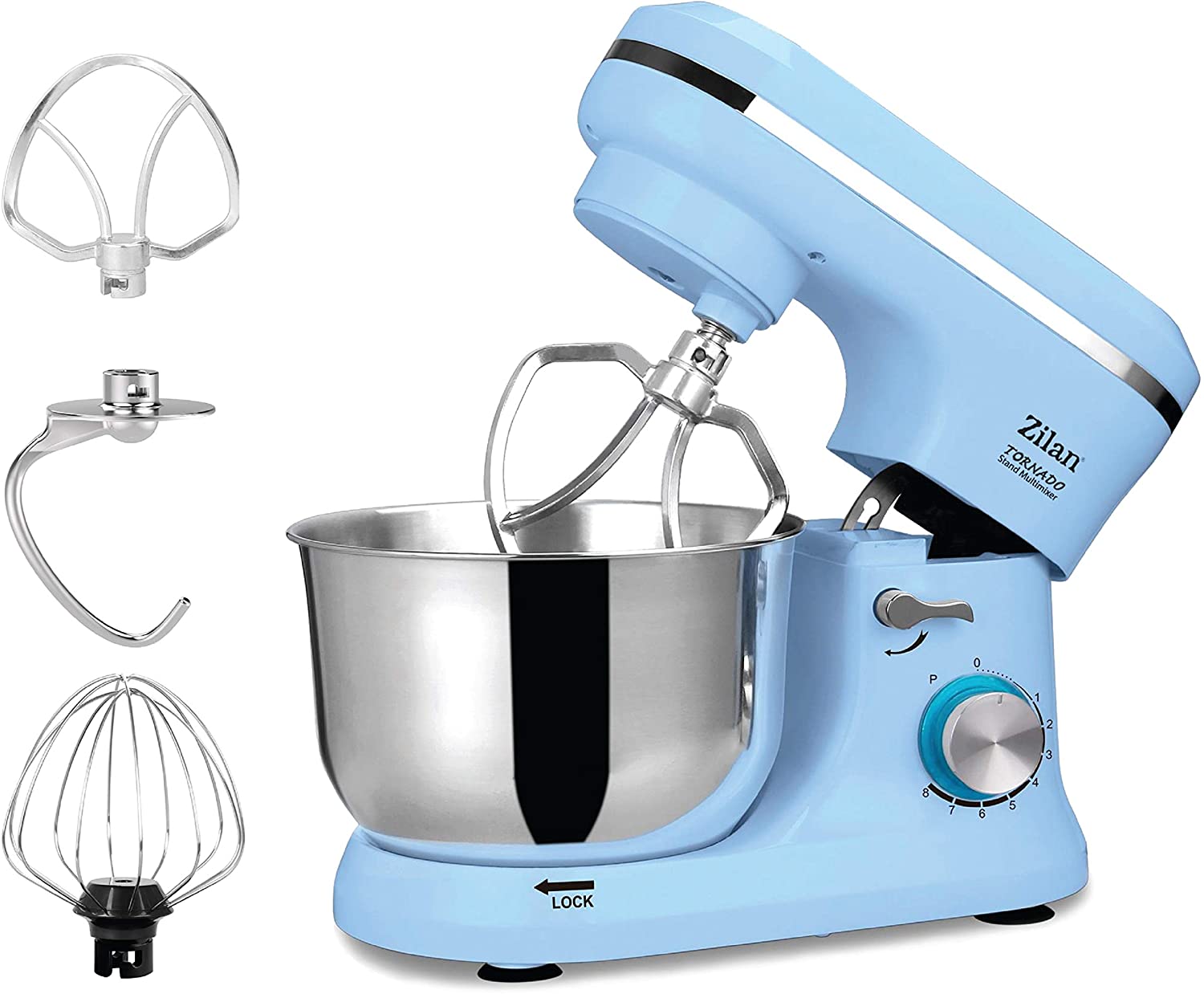 Zilan Food Processor | Mixing Machine | Dough Machine | Kneading Machine | Dough Kneader | 1000 Watt | 8 Speed Levels | Pulse Function | 4.5 Litres