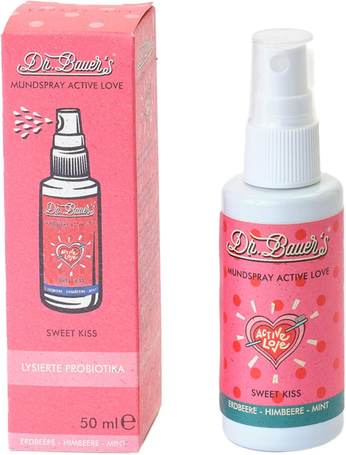 Dr. Bauer\'s Sweet Kiss Mouth Spray - Delicate Fruit Freshness with Sweet Aroma - Vegan Breathing Spray Without Alcohol - Gentle, Charming & Nourishing - 50 ml